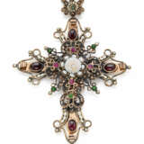 Ruby, garnet, green glass paste, mother-of-pearl a… - photo 1