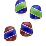 Green, blue and red guilloché enamel and yellow go… - photo 1