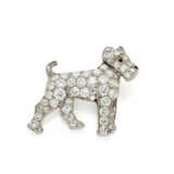 Diamond, platinum and white gold terrier shaped br… - photo 1