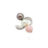 White, black and conch pearl, diamond and platinum… - photo 2