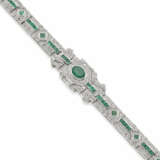 Emerald and diamond white gold modular bracelet, o… - photo 1