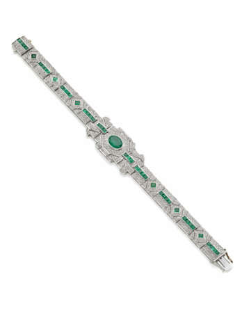 Emerald and diamond white gold modular bracelet, o… - photo 2