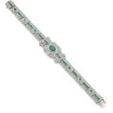 Emerald and diamond white gold modular bracelet, o… - photo 2