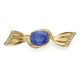 Oval ct. 10.00 circa sapphire and diamond yellow g… - фото 1