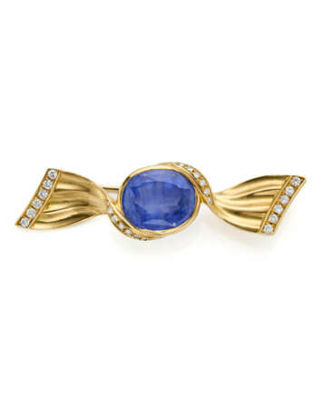 Oval ct. 10.00 circa sapphire and diamond yellow g… - фото 1