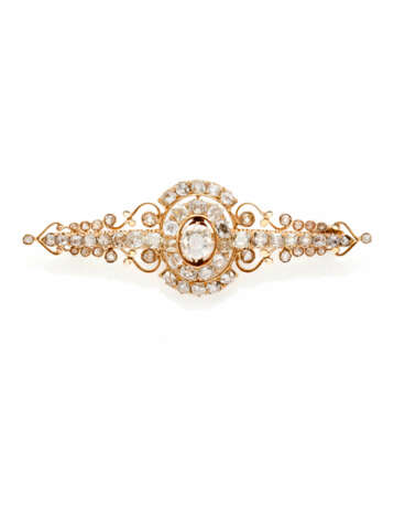 Old mine diamond and yellow gold brooch, diamonds … - photo 1