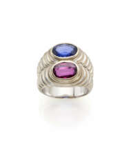 BULGARI | Oval ct. 2.09 sapphire and ct. 2.13 ruby…