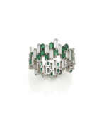 Calderoni. CALDERONI | Baguette diamond and emerald white gol…