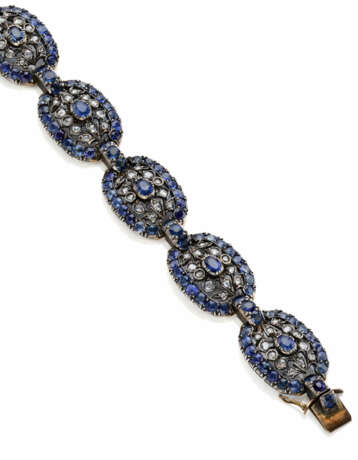 Sapphire, rose cut diamond, yellow gold and silver… - фото 1