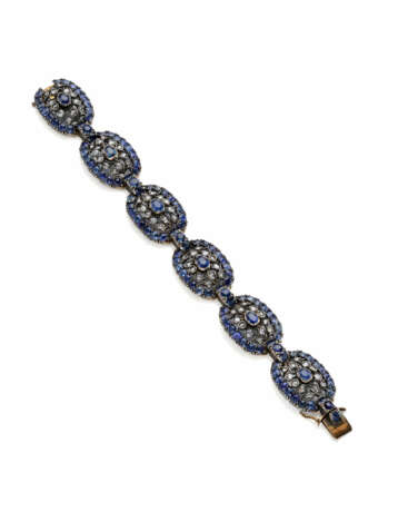 Sapphire, rose cut diamond, yellow gold and silver… - фото 2