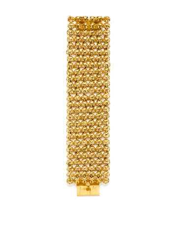 Yellow gold modular band bracelet, g 102.06 circa,… - фото 2