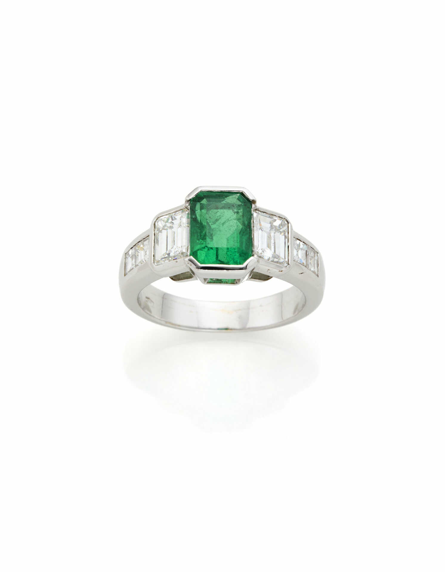 Octagonal ct. 2.00 circa emerald and diamond white…