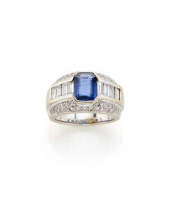 Octagonal ct. 2.00 circa sapphire and diamond whit… - Foto 1