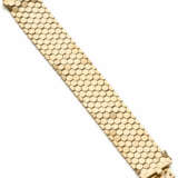 Yellow gold flat "honeycomb" link bracelet, g 68.8… - photo 1