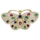 Diamond, ruby, emerald and yellow gold butterfly s… - photo 1