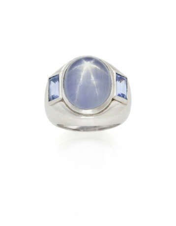 Cabochon ct. 12.50 circa star sapphire white gold … - photo 1