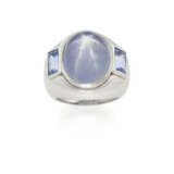 Cabochon ct. 12.50 circa star sapphire white gold … - photo 1