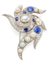 Diamond, sapphire, irregular pearl and white gold …