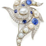 Diamond, sapphire, irregular pearl and white gold … - photo 1