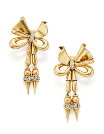 MAUBOUSSIN | Yellow gold bow shaped pendant earrin… - photo 1