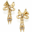 MAUBOUSSIN | Yellow gold bow shaped pendant earrin… - Auction prices