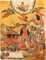 A VERY RARE ICON SHOWING THE BEHEADING OF THE TEN MARTYRS OF CRETE