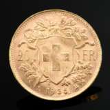 Gold 900 Münze "Vreneli - 20 Franken", Schweiz, 1935, 6,5g, Ø 21mm - Foto 2