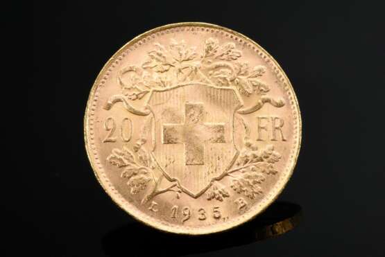 Gold 900 Münze "Vreneli - 20 Franken", Schweiz, 1935, 6,5g, Ø 21mm - Foto 2