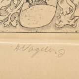 Vogeler, Heinrich (1872-1942) "Die Hexe I" 1895, Radierung, u.r. sign., i.d. Platte sign., u.l. bez., Druck O. Felsing, u. am Blattrand bez./Besitzerangabe, PM 22,6x16cm, BM 45,5x31,7cm (m.R. 50x35cm), vergilbt… - фото 3