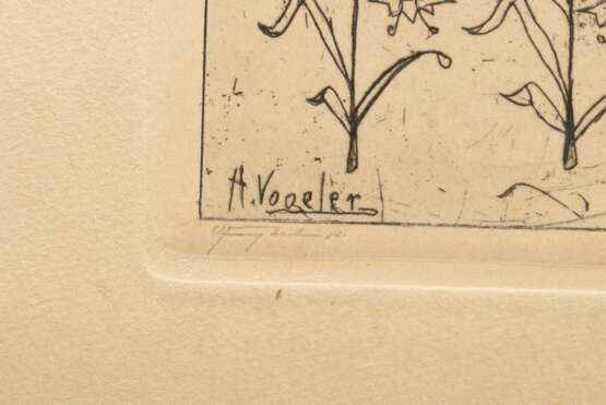 Vogeler, Heinrich (1872-1942) "Die Hexe I" 1895, Radierung, u.r. sign., i.d. Platte sign., u.l. bez., Druck O. Felsing, u. am Blattrand bez./Besitzerangabe, PM 22,6x16cm, BM 45,5x31,7cm (m.R. 50x35cm), vergilbt… - фото 4