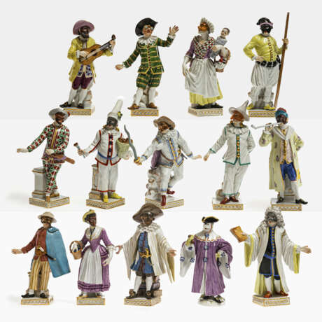 14 Figuren aus der Commedia dellArte. Meissen, meist nach Modellen von J. J. Kändler und P. Reinicke - Foto 1