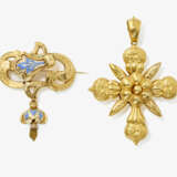 A brooch and cross pendant. Brooch: Switzerland, circa 1860 - 1870. Pendant: circa 1850 - photo 1