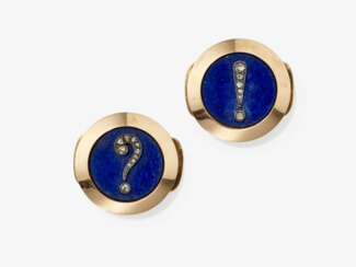 Cufflinks with diamonds and lapis lazuli. France, circa 1890, MELLERIO FRÈRES