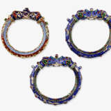 Three bangles with elephant heads with white sapphires and enamel. India, 20th century - photo 3