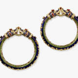 A pair of bangles with dragon heads with white sapphires, rubies and enamel. India, 1st half of the 20th century - photo 3