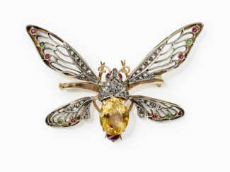 An en tremblant butterfly brooch. Italy, circa 1900