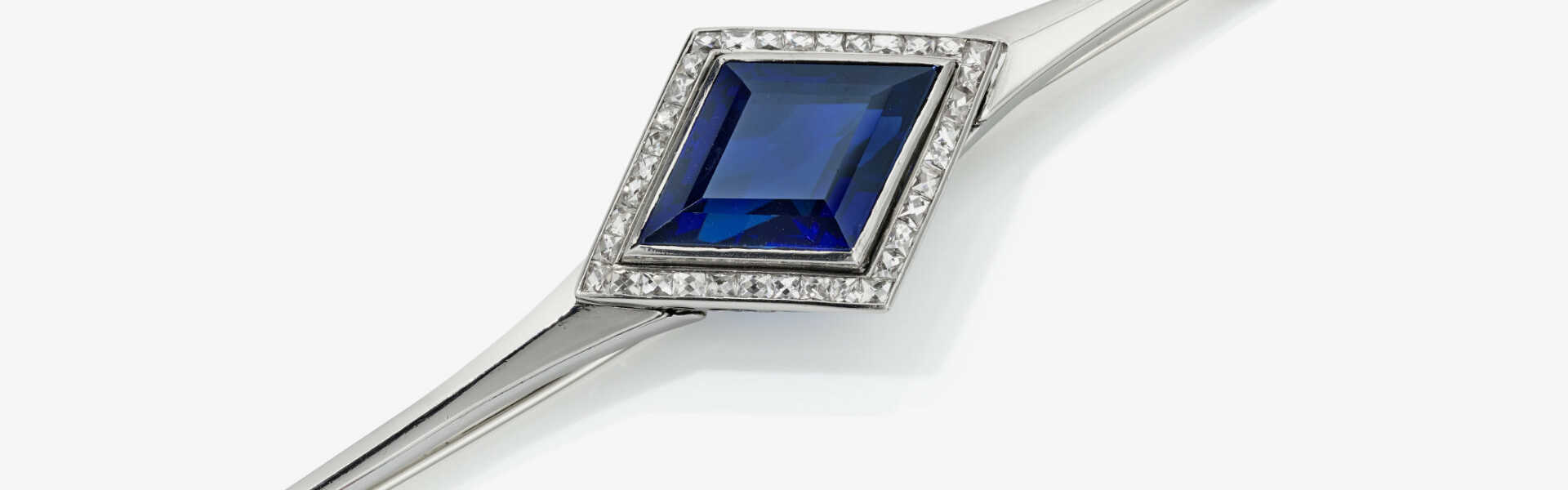 A brooch with a large sapphire. Germany, 1930s