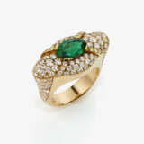 A classic, modern cocktail ring decorated with a fine emerald and brilliant-cut diamonds. Switzerland, Geneva, 2020s - photo 1