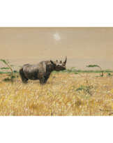 Wilhelm Kuhnert. Rhinoceros in the Steppe