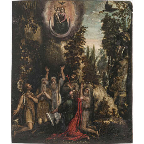 Flämisch 16th/17th century. Madonna and Child appearing to saints - photo 1