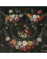 Daniel Seghers, Umkreis / Nachfolge. Madonna with Child in a wreath of flowers