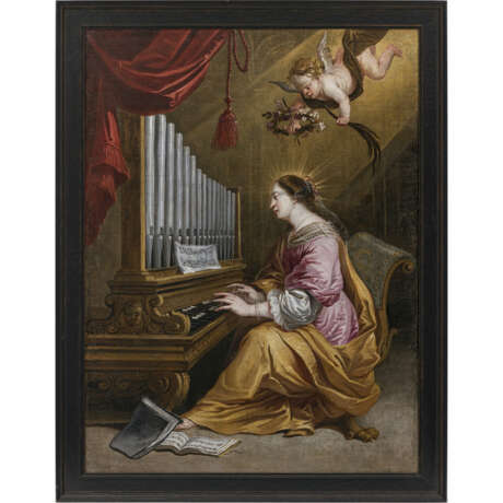 Flämisch Mid 17th century. Saint Cecilia at the organ - photo 2