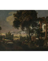 Frankreich 17th century. Landscape with temple and figures