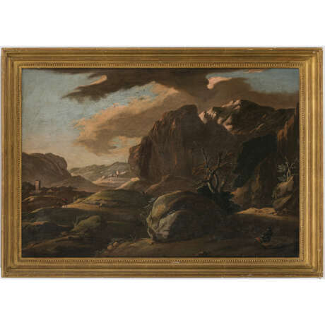 Italien (Salvator Rosa, 1615 Arenella - 1673 Rom, Umkreis?) 17th century. Rocky landscape with hikers - photo 2