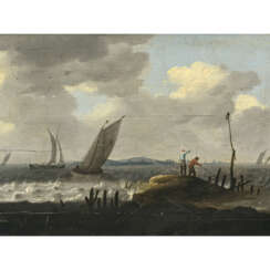 Niederlande 17th century. Marine with fishermen