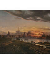 Johann Anton Castell. View of Dresden at sunset
