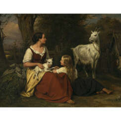 Eduard (Friedrich E.) Meyerheim. Young woman and girl with goats