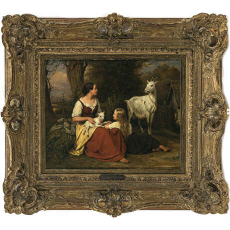 Eduard (Friedrich E.) Meyerheim. Young woman and girl with goats - photo 2