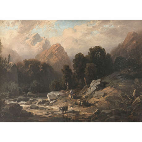 August Seidel. Gebirgslandschaft mit Hirten und Herde - Foto 1