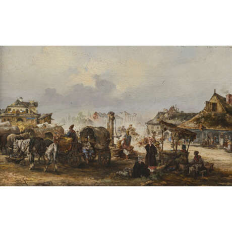 Tadeusz Rybkowski. Market scene with horse-drawn carts - фото 1